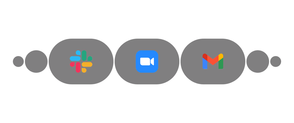Slack, Zoom, and Gmail service icons